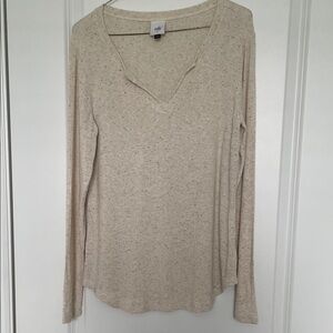 CAbi Cream Speckled Long Sleeve Tee